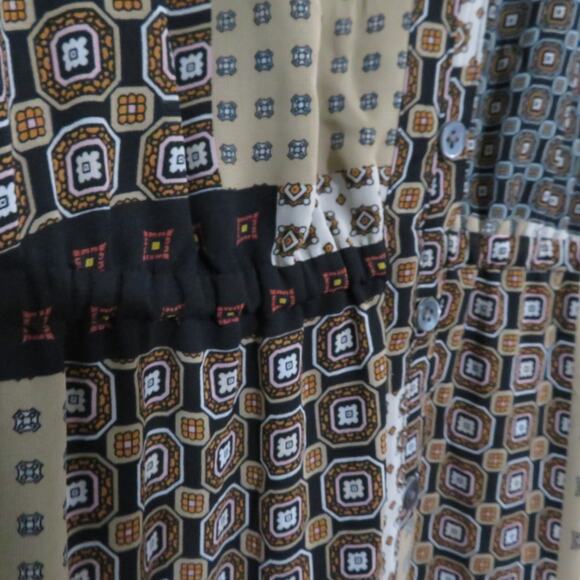 Banana Republic Womens Sz S Patchwork Pattern Pleated Midi Dress Long Sleeve - Picture 5 of 10